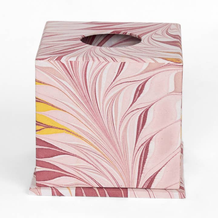 Craft Boat - Wholesale Tissue box - MARBLED LARGE TISSUE BOX - PINK FEATHER0
