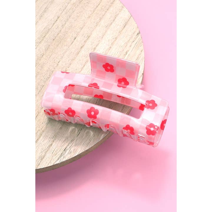 JOSSLYN by wall to wall - Wholesale Hair Clip - Women's - DAISY CHECKER HAIR CLAW CLIPS | 40H7277