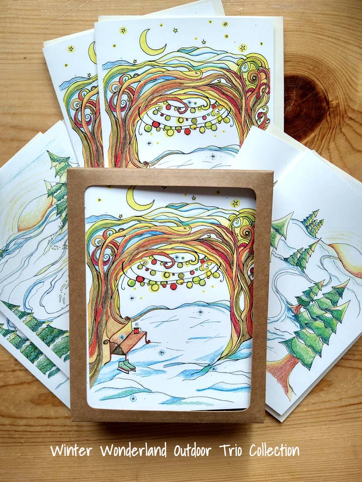 Winter Wonderland Trio (6 pack cards with envelopes, boxed) for wholesale by Under the Ash Tree