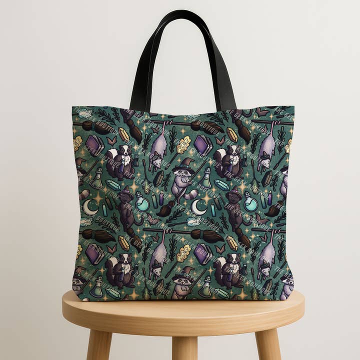 Feral Witches Animals Cute Cottagecore Large Zipper Tote Bag for wholesale by The Geek Boutique