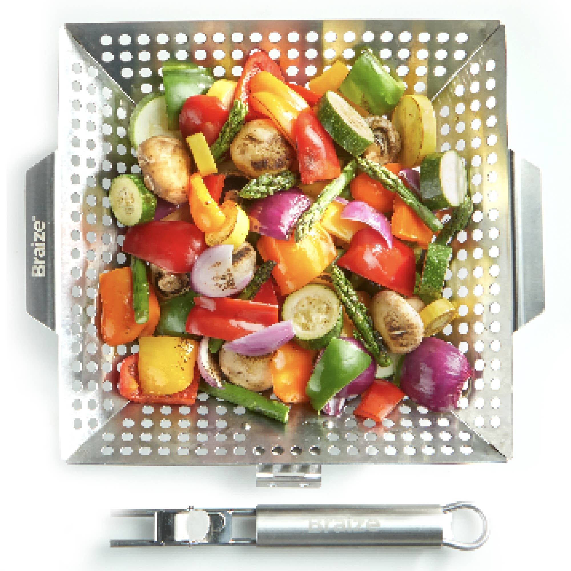 Braize – wholesale Outdoor grill tools – Grill Basket with Removable Handle6