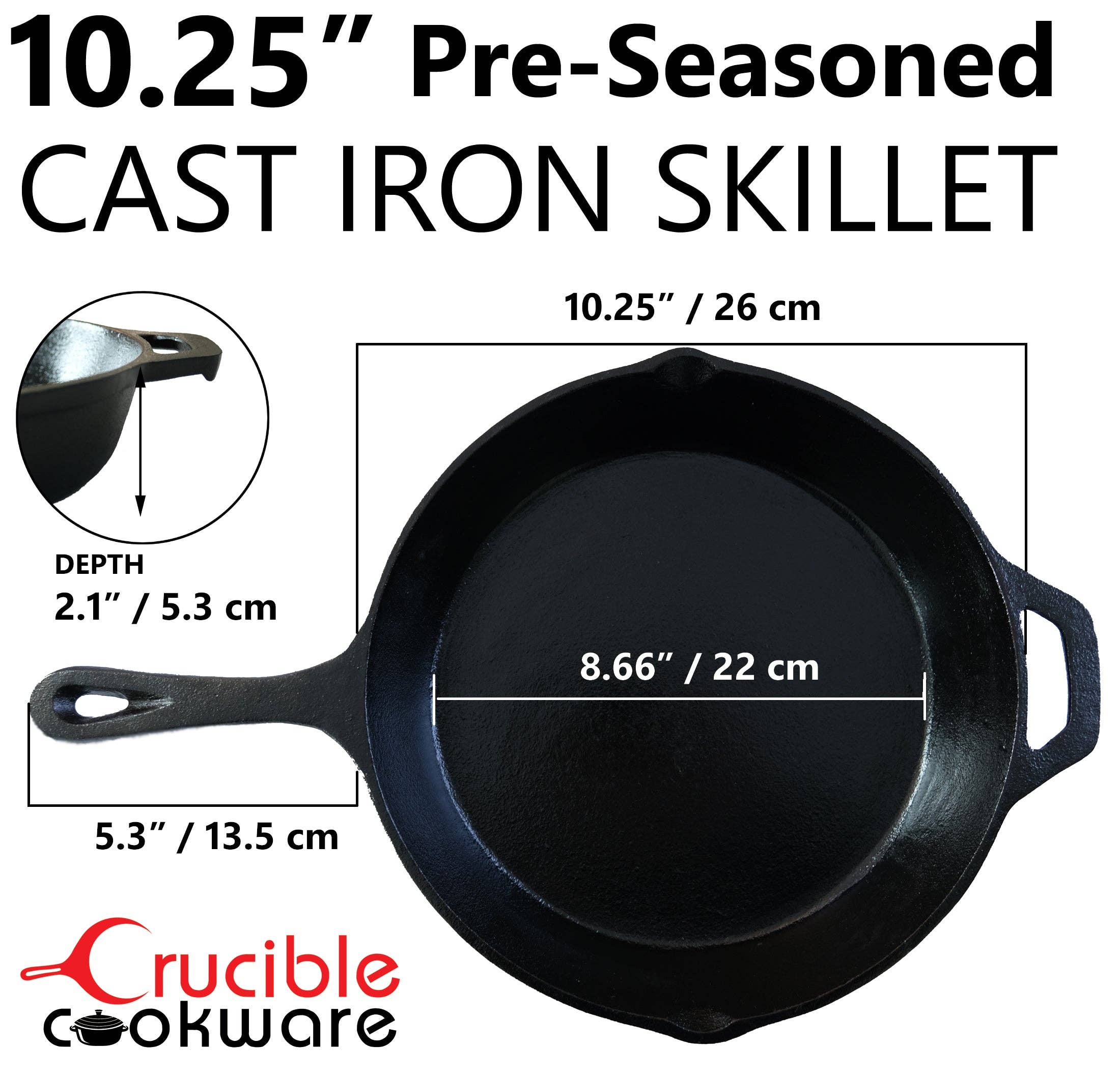 Crucible Cookware - Wholesale Cast Iron Skillet - Cast Iron Skillet Set 12-Inch (30,5 cm) & 10.25-Inch (26 cm)1