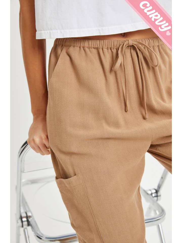 Sweet Lovely by Jen - Wholesale Pants - Women's - PLUS SIZE LINEN- BLEND PULL-ON-PANTS46