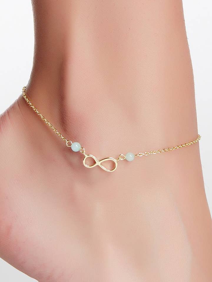 Amazonite & Infinity Charm Anklet - GF for wholesale by Zoey Simmons