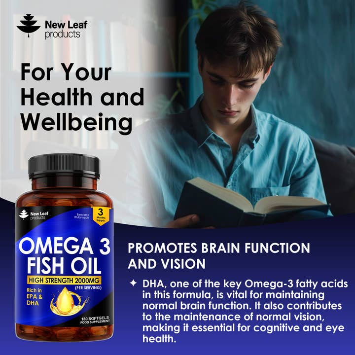 New Leaf products Ltd – wholesale Oral supplement/vitamin – Omega 3 Supplements 2000mg Softgels - Fish Oil + Vitamin E2