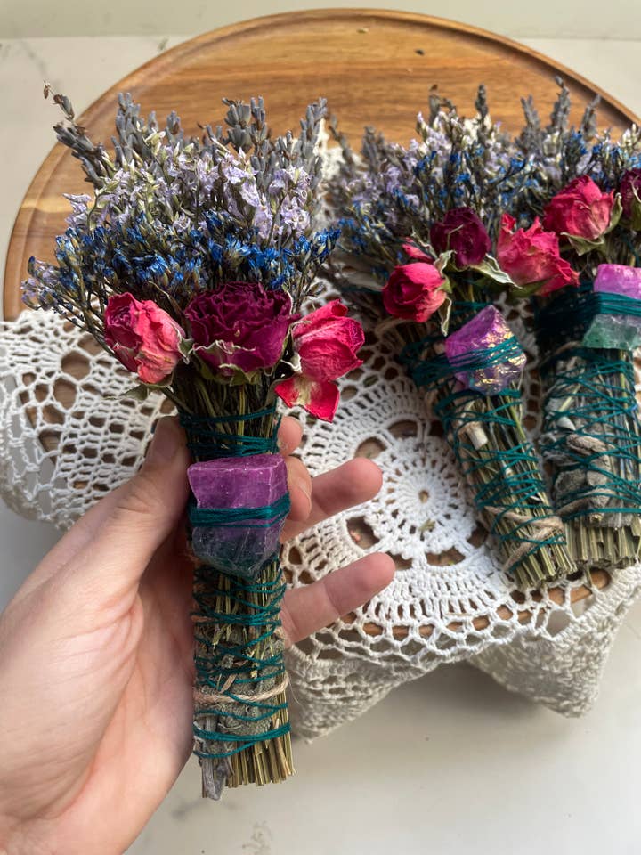 Regnbuefluorit, Blå og Lilla, Salvie & Lavendel Røgelse St. for engroshandel hos CharlieHaze