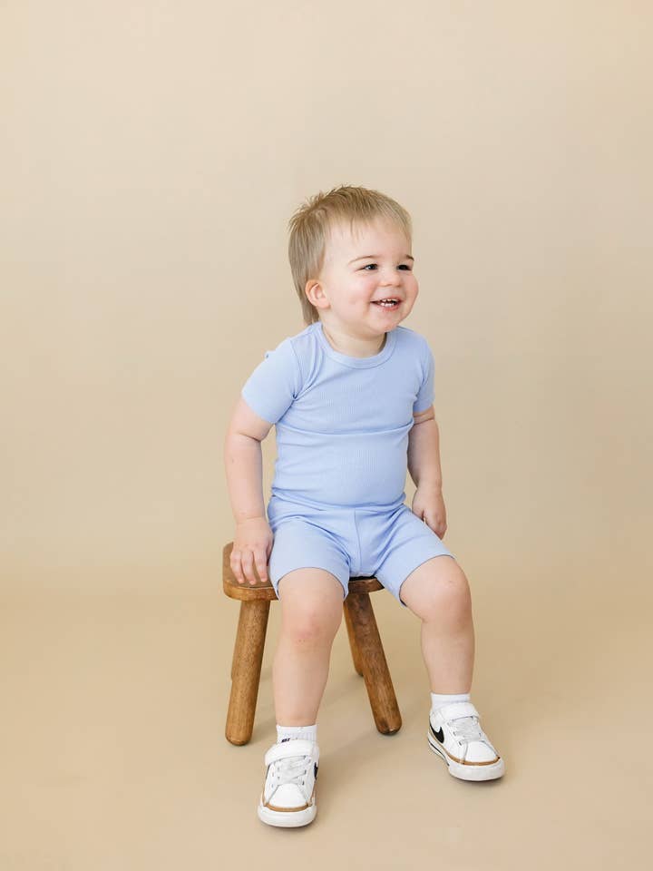 Little Joy Co. - Wholesale Sleepwear Set - Kids - Solid Ribbed Bamboo 2pc Pajamas Baby Toddler Kids PJs Spring
