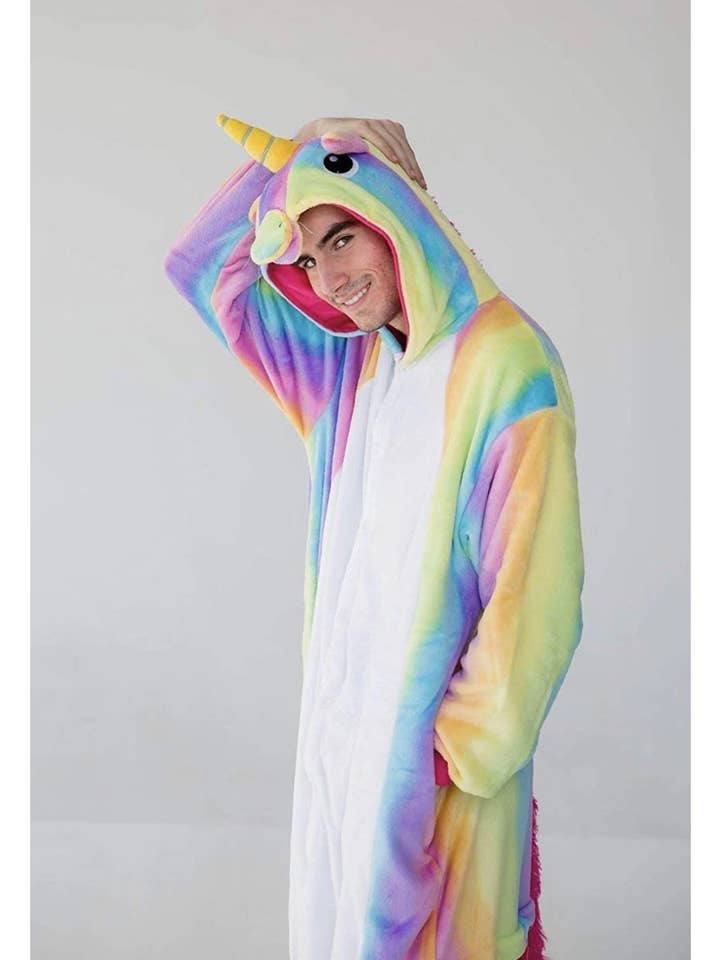 Jammies For Parties - Wholesale Onesie - Women's - Adult Unisex Animal Onesie Pajamas - Rainbow Unicorn