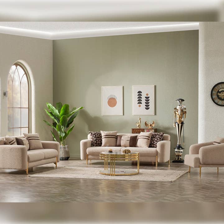 Beige Shelby Stationäres Sofa Beige für den Großhandel auf Faire2