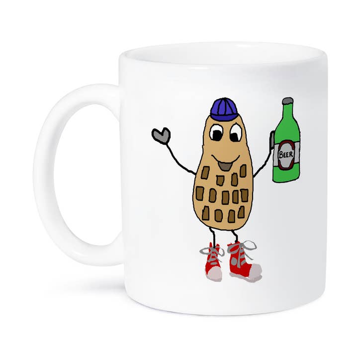 3dRose – wholesale Coffee mug – 3dRose, Funny Cute Peanut Man Drinking Beer Cartoon, Mug8