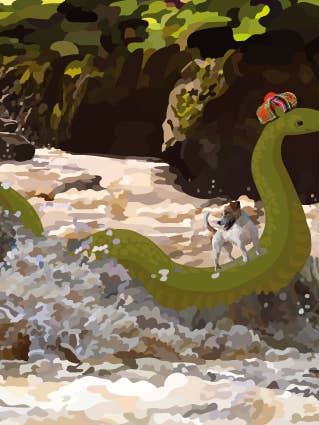 308C Nessie and Dog / Periodic Society / Greeting Card for wholesale by Periodic Society