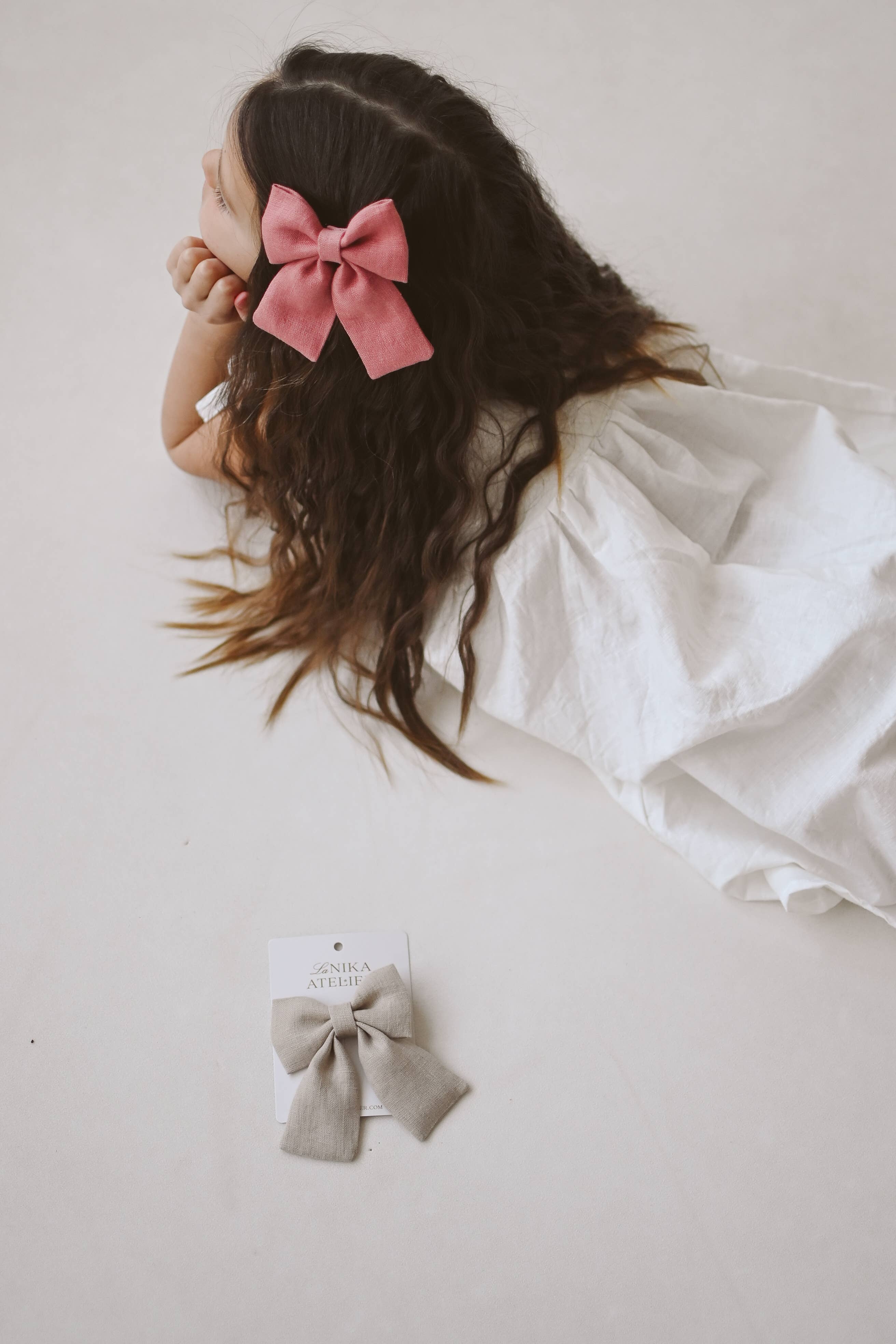 Lanika Atelier, Nika Korošec s.p. - Wholesale Hair Bow - Women's - Midi linen hair bows in pastel colors12