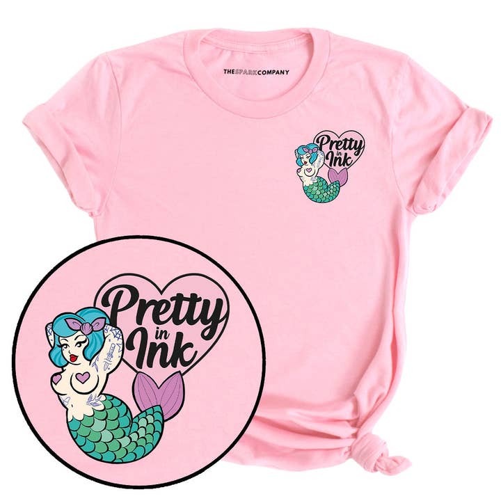 Pretty In Ink Collab Mermaid Pocket T-Shirt for wholesale by The Spark Company