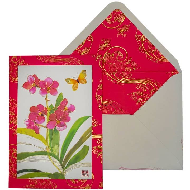 Pink Orchids Blank Card for wholesale by NIQUEA.D