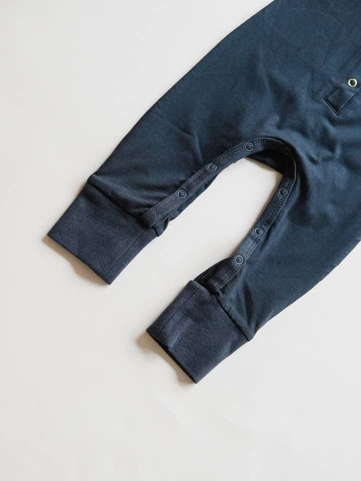 Orcas Lucille - Wholesale Jumpsuit - Baby - Short Sleeve Henley Romper - Off-Black2