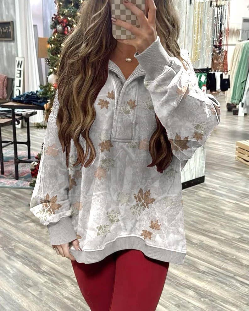 Rosa Clothing - Wholesale Sweatshirt - Women's - Western Retro Camo Tree Branch Collared Sweatshirt7