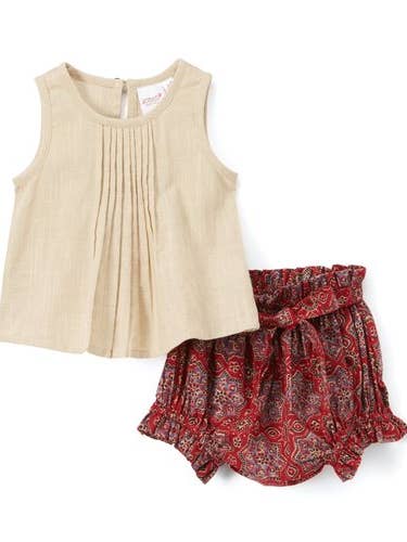 Windelhülle im Shorts-Stil und Pin-Tuck-Oberteil, 2-teiliges Set oben und unten für den Großhandel von Yo Baby