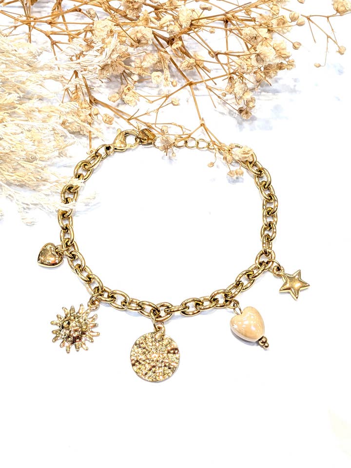 Großgliedriges Armband mit Millie-Anhänger für den Großhandel von LOLO & YAYA