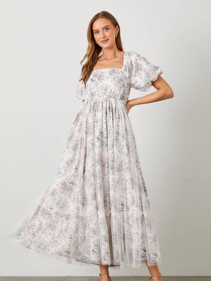 Polagram by Wellmade USA - Wholesale Dress - Women's - TULLE MESH OVERLAY MAXI DRESS