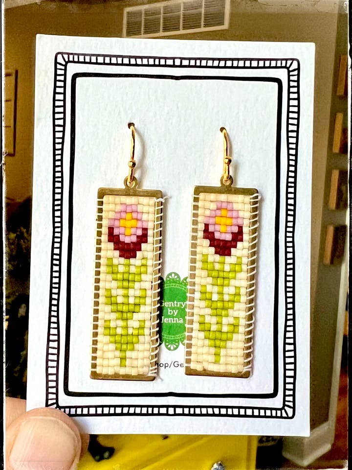 Glasperle Messing Charm Miyuki Ørering Blomst Lilla for engroshandel hos GentrybyJenna