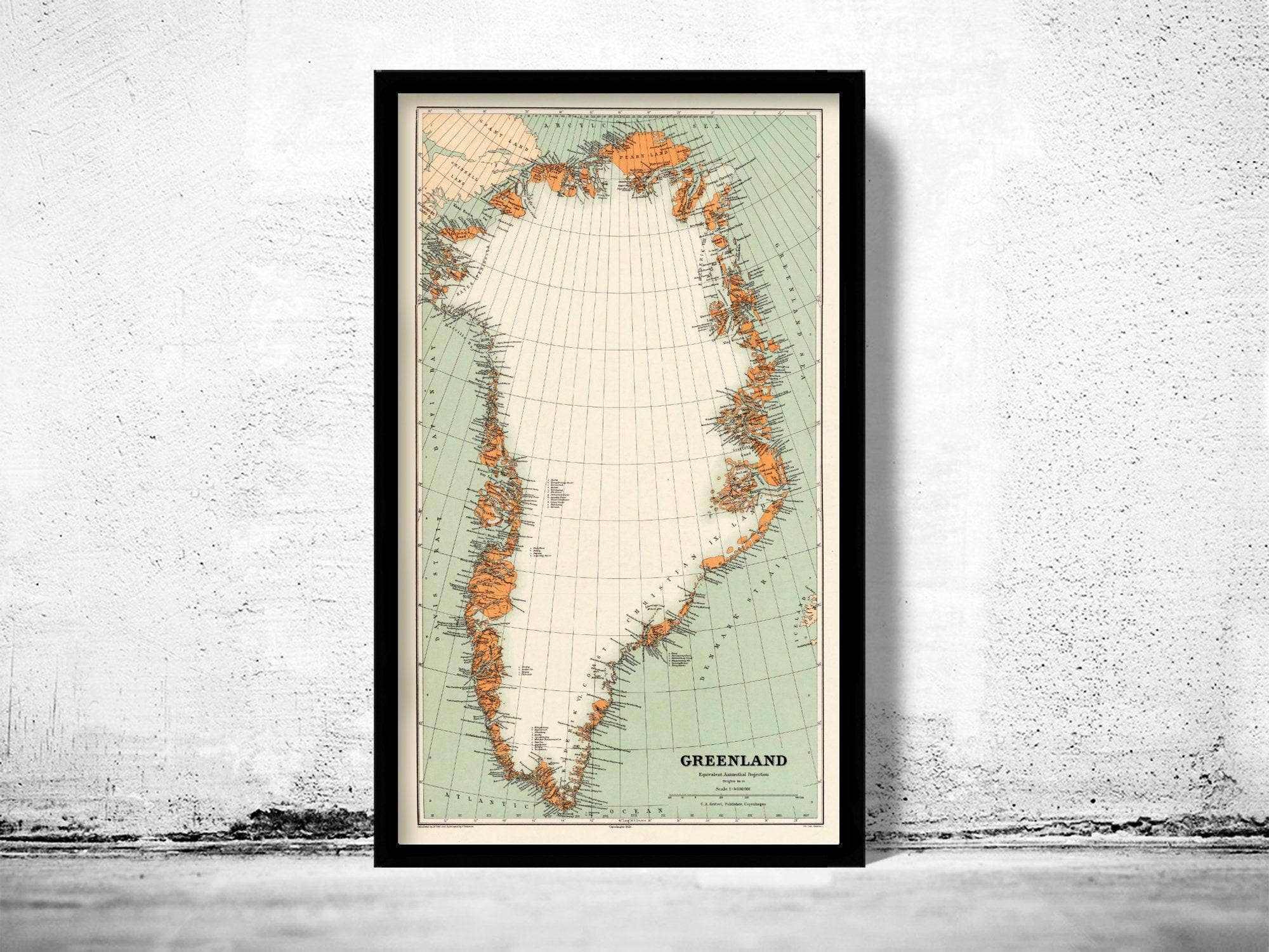 OldCityPrints - Old Maps and Posters - Wholesale Art Print - Old Map of Greenland Groenland 1929 Vintage Map | Vintage Map Wall Art Print