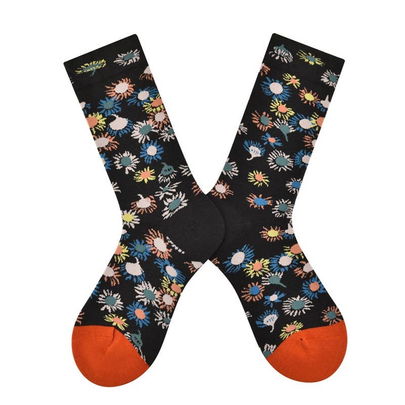 Tourtiwi – Meias - Unissexo por atacado – Meias com padrão de pintura a óleo assimétrico6