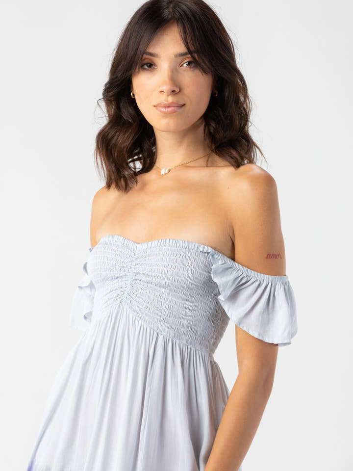 White Indigo Ombre Hollie Maxi Dress for wholesale on Faire
