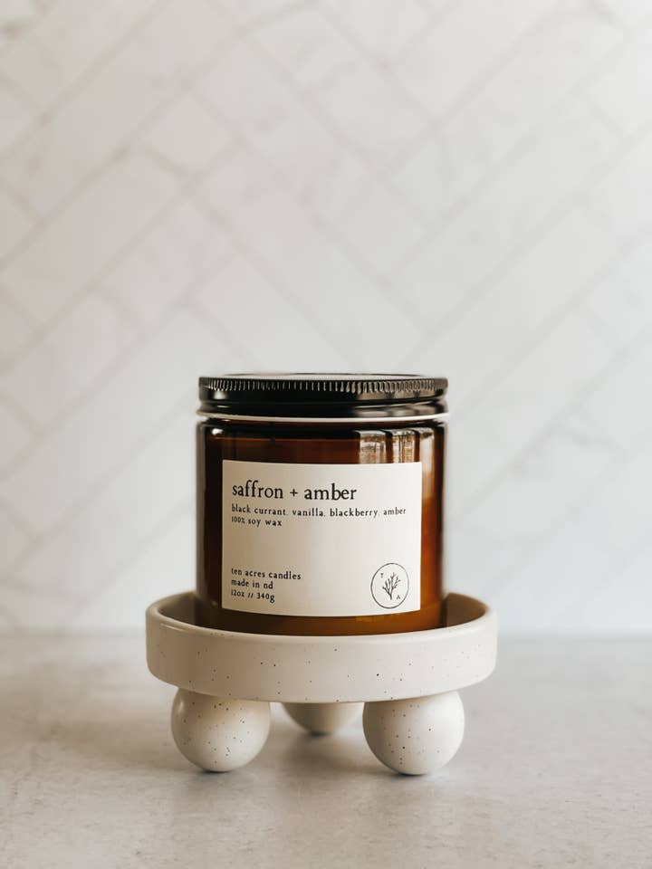 Saffron + Amber // 12oz soy candle for wholesale by Ten Acres Candles