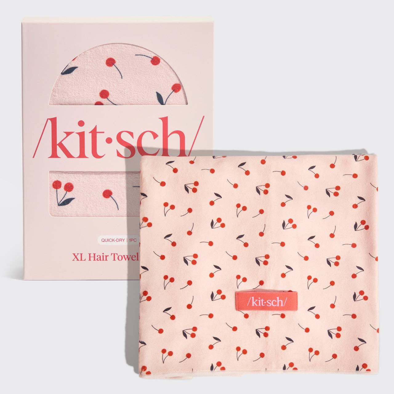 KITSCH - Vente Serviettes à cheveux - XL Serviette à Cheveux - Imprimé Cerise0