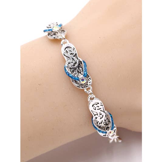 0011 PREMIERE - Wholesale Link & chain bracelet - FR2820 Blue Glitter_Crystal AB Flip Flop Filigree Link Br1