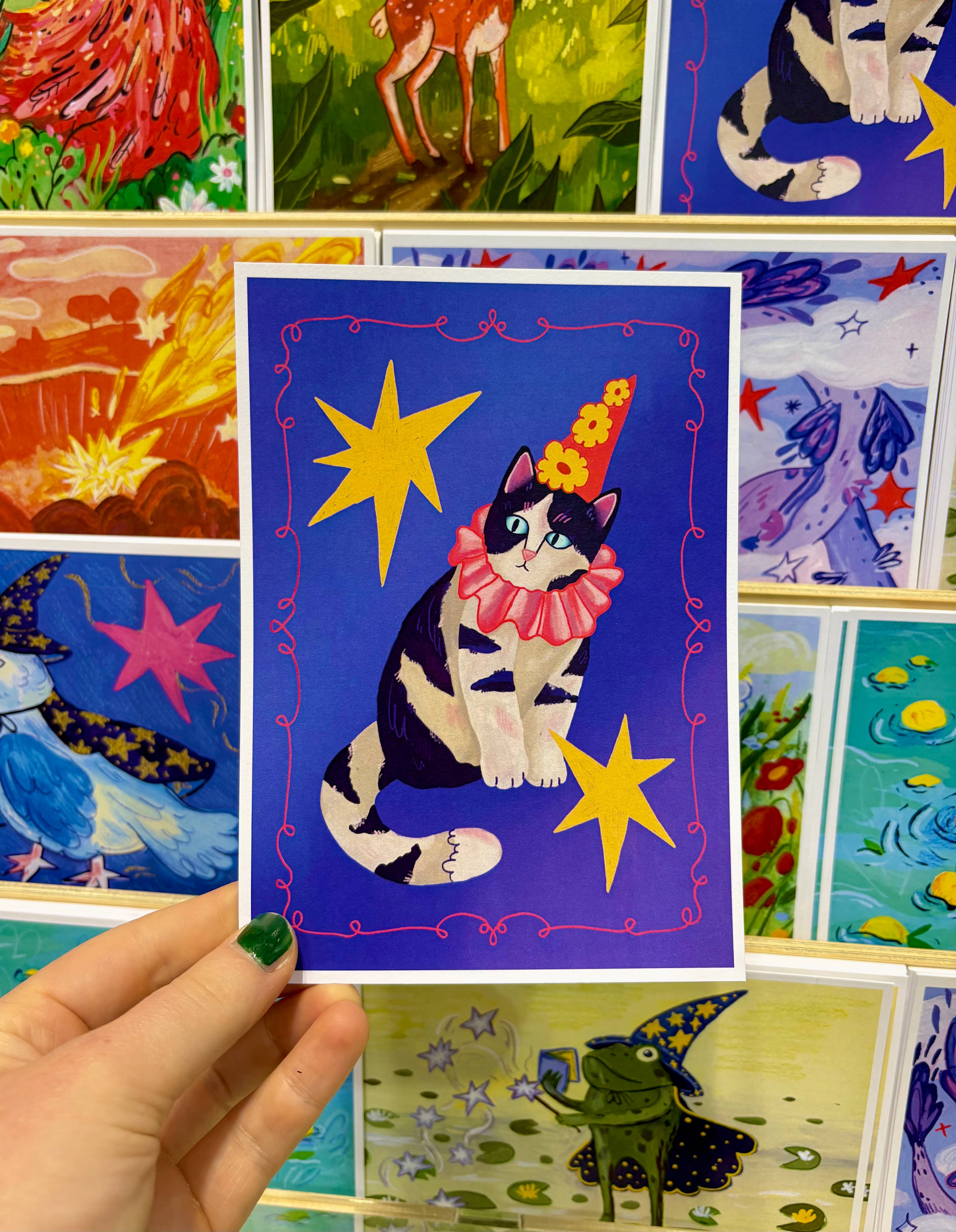 Camilla Watson Art - Wholesale Art Print - Cat Clown | Fine Art Print | 5 x 7 inches1