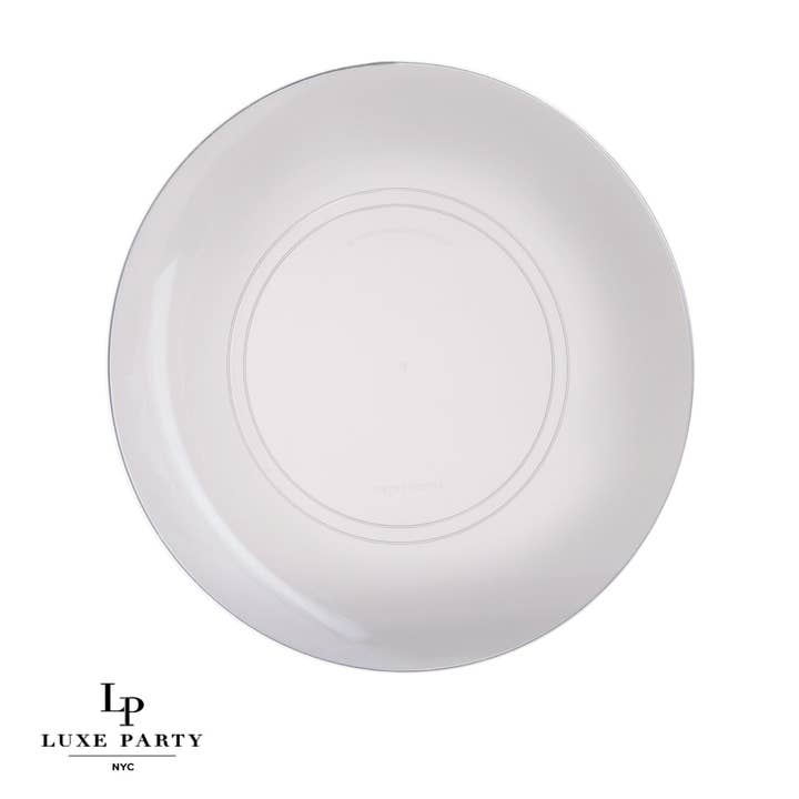 Luxe Party - Wholesale Disposable plate - Clear • Silver Round Plastic Plates | 10 Pack3