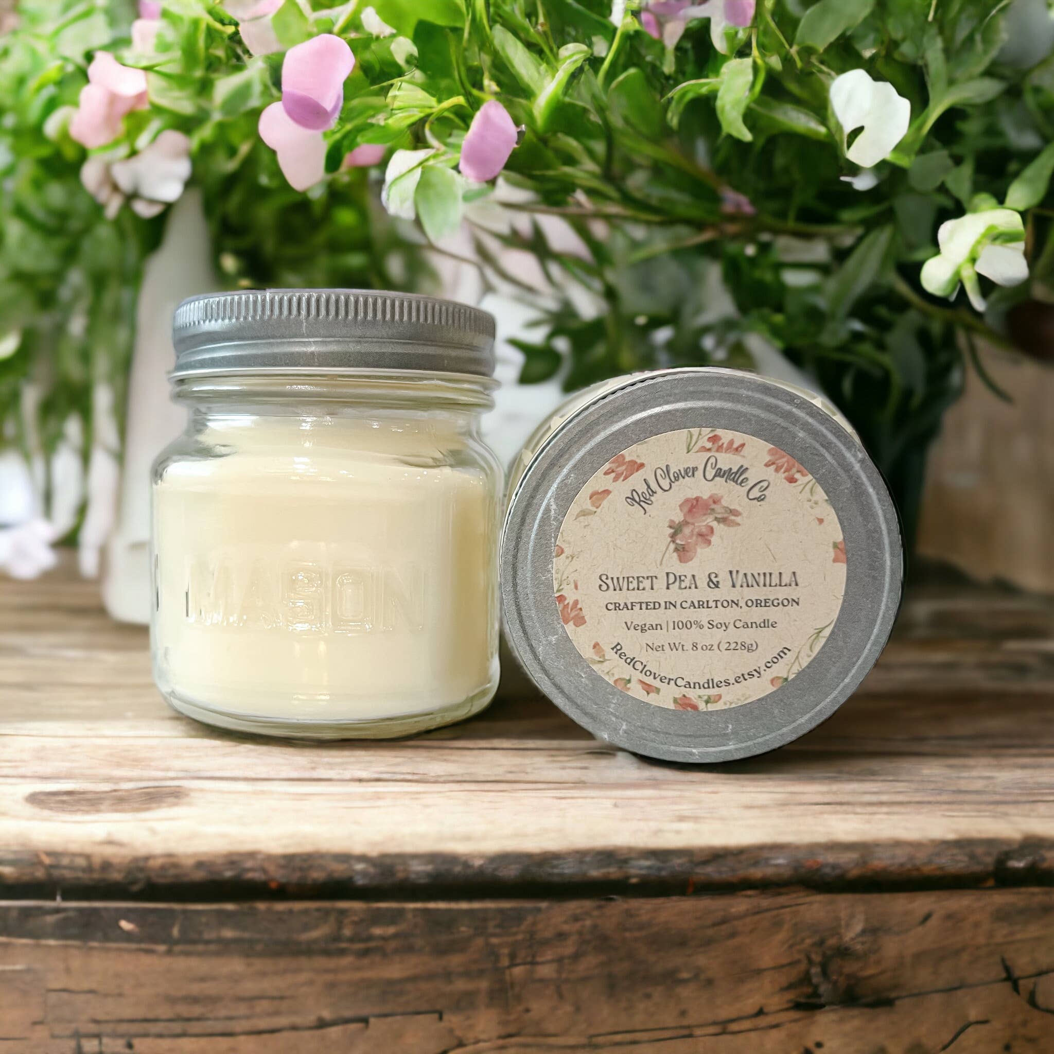 American Soy all Organic Sweet pea Candle in Crock in Grand Rapids