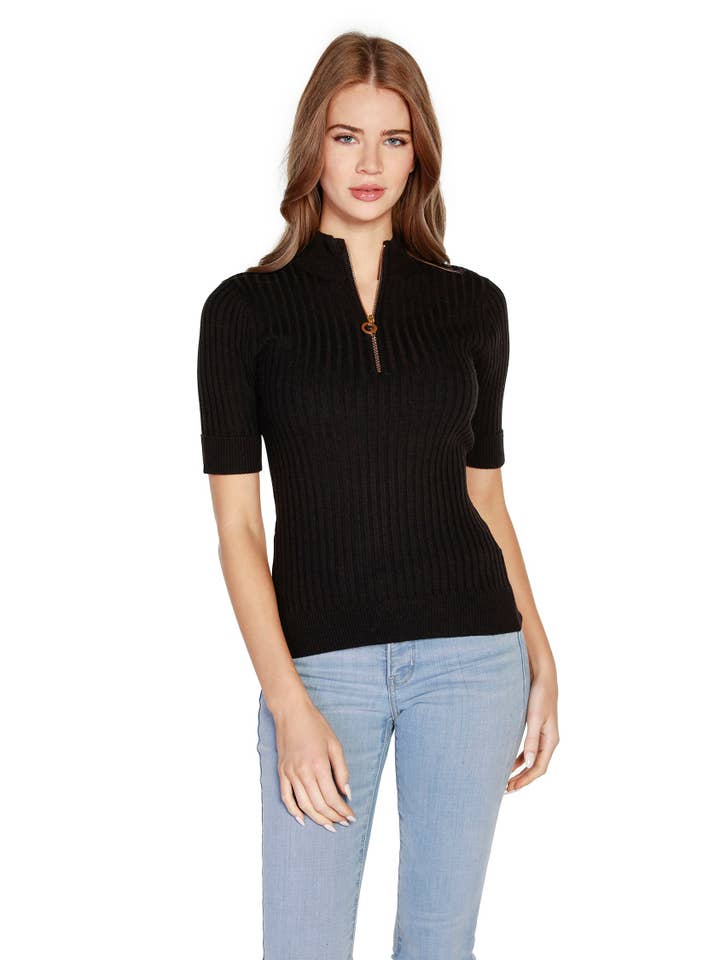 Belldini - Wholesale Knit Top - Women's - Women's Zipper Polo with Mock Collar