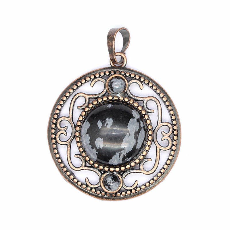 Mio Queena - Wholesale Individual Charm/Pendant - Vintage Natural Stone Hollow Circular Charm  Pendant - CS9