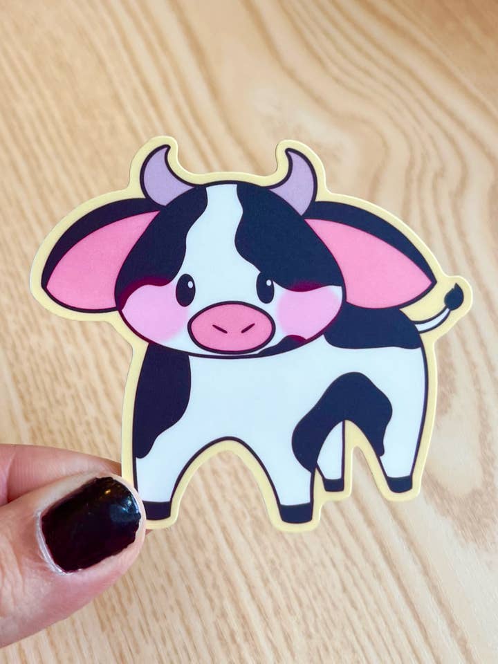 Cute Cow Sticker for wholesale by Katie Carrillo