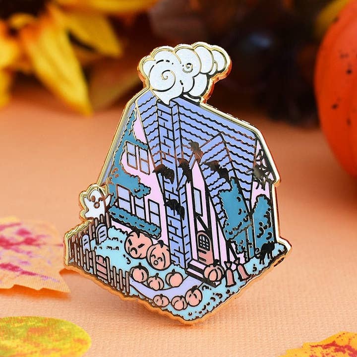 Halloween Cottage Pin for wholesale by The Moonborn