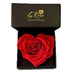La Rose Preserved Beauty - Wholesale Dried/Pressed Flowers - Large Heart Rose in Square Box | Romantic Gift