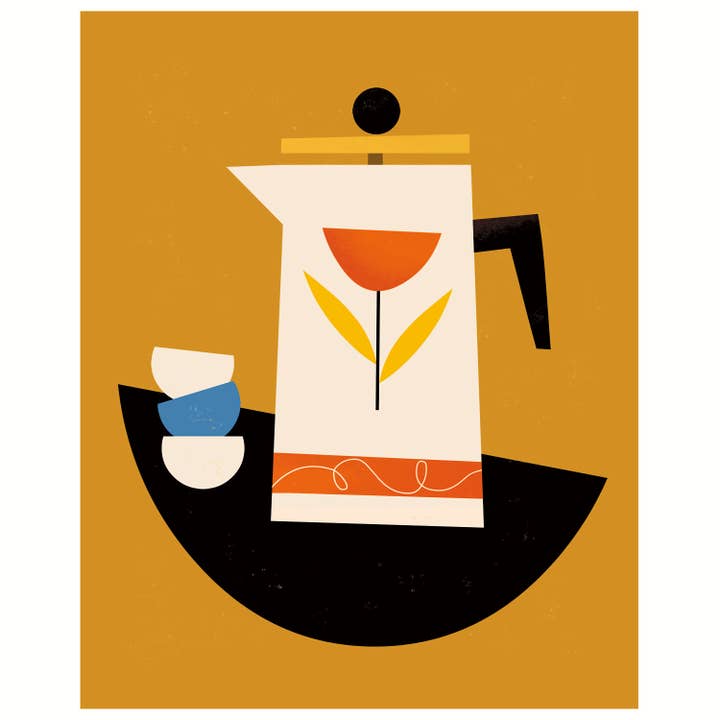 French Press Art Print for wholesale by Amber Leaders Designs