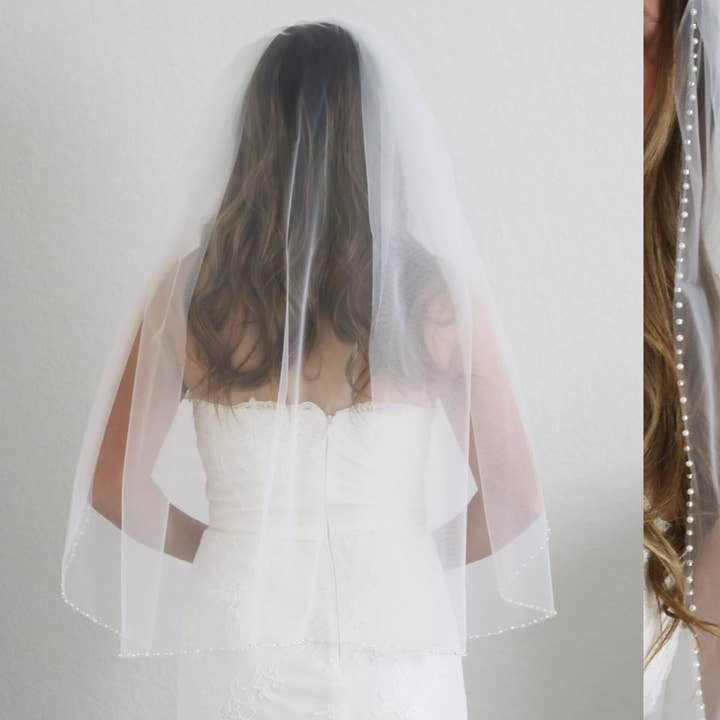 allureweddingjewelry - Wholesale Veil – Women’s - Simple Pearl Beaded Wedding Veil4