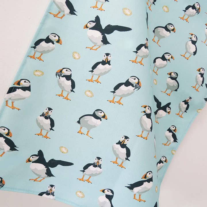 Puffins Cotton Tea Towel for wholesale by Dublin Gift Company