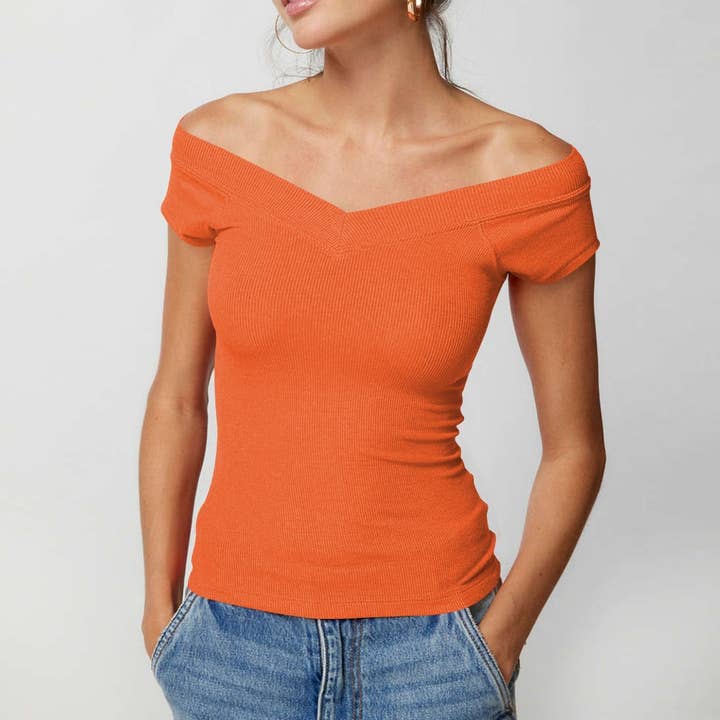 HIDDENBRAND - Wholesale Knit Top - Women's - Slim Solid Color Bottom Shirt T-Shirt19