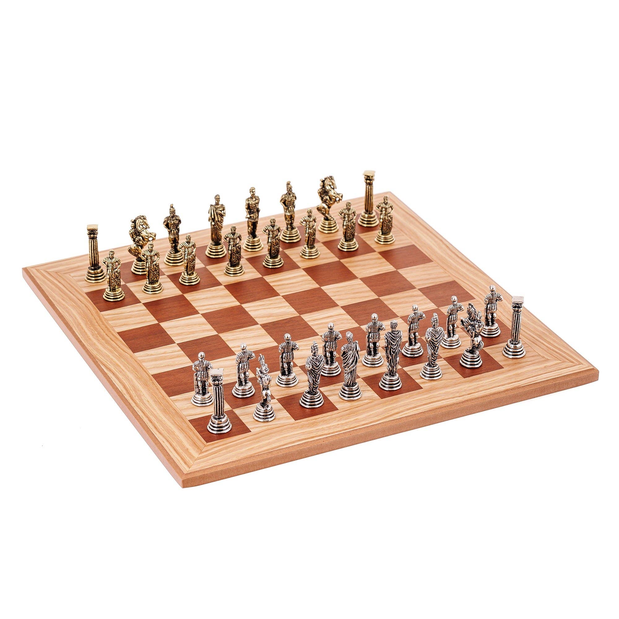 ARTIA LTD - Wholesale Board Game - Olive Wood Chess, Brown Squares & Metal Chess Pieces Roman0