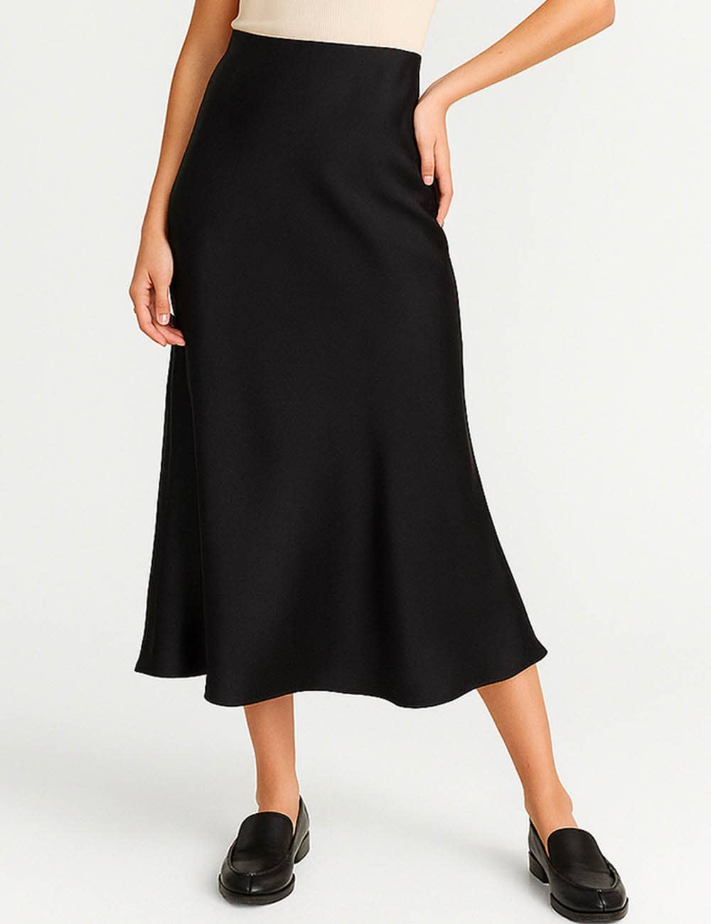 Sweetkama – wholesale Skirt – Women’s – Ladies Solid Color Satin Midi Skirt 551516