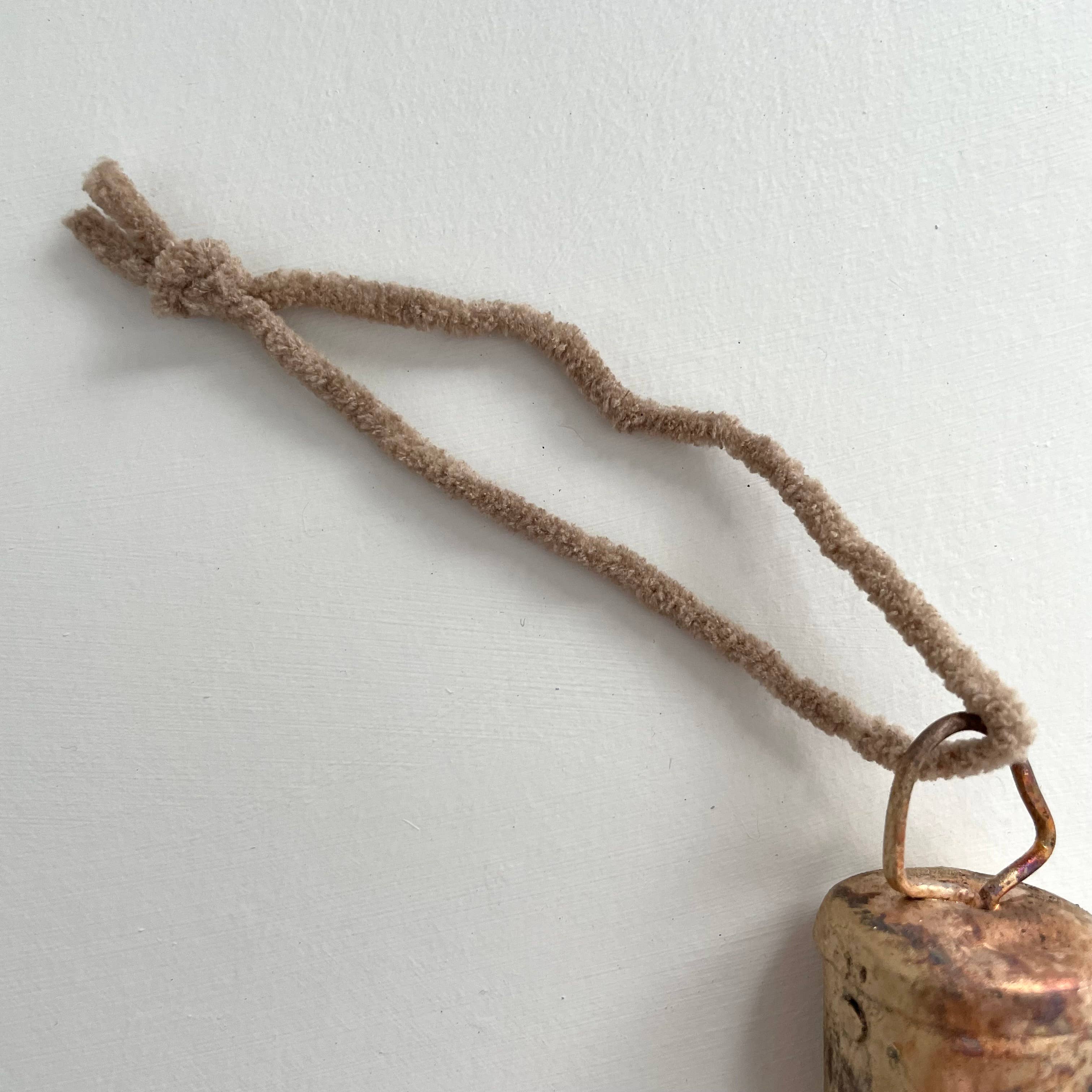 fort & field - Wholesale Ornament - 1 3/4" flat top tin brass bell rustic ornament jute twine2