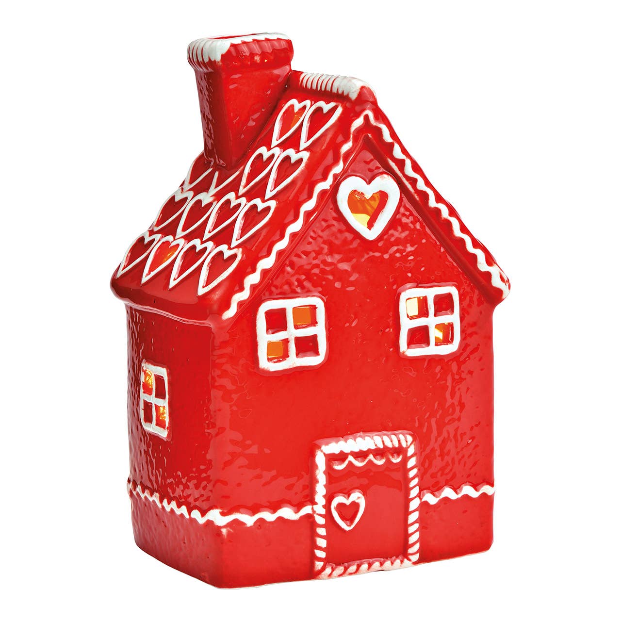 Wurm - Wholesale Christmas Decoration - Lichthaus Gingerbread made of Ceramic, Red (W/H/D) 10x16x8cm0