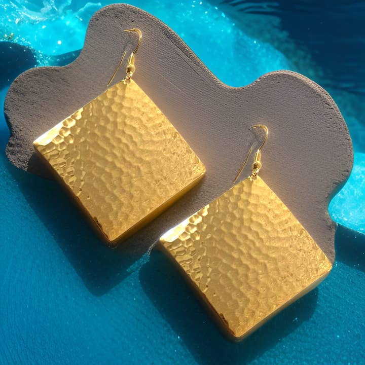 Hammered Diamond Dome Dangle Earrings for wholesale by The Urban Charm