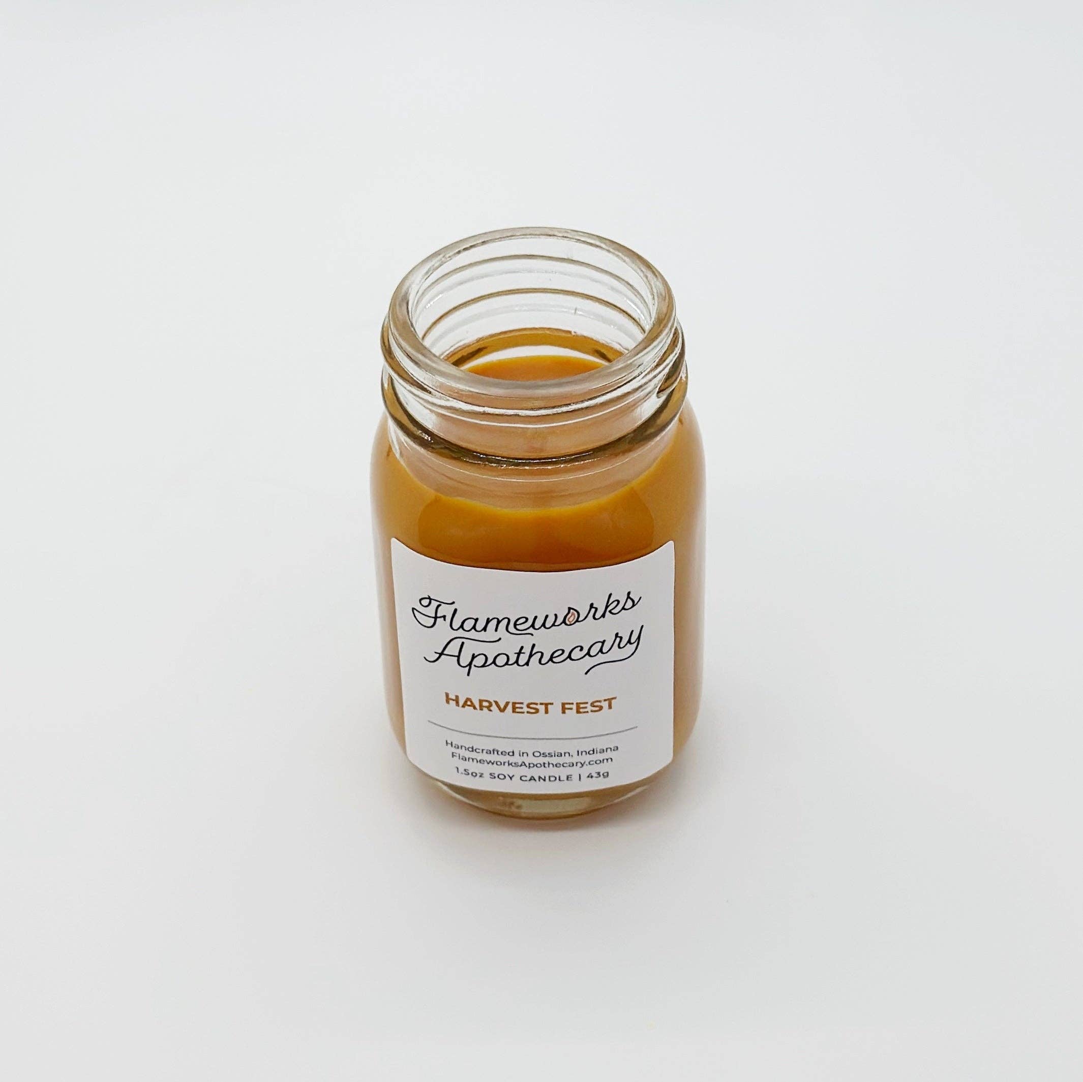 Flameworks Apothecary - Wholesale Jar/Filled Candle - Harvest Fest 1.5 oz Mini Mason Jar Candle1