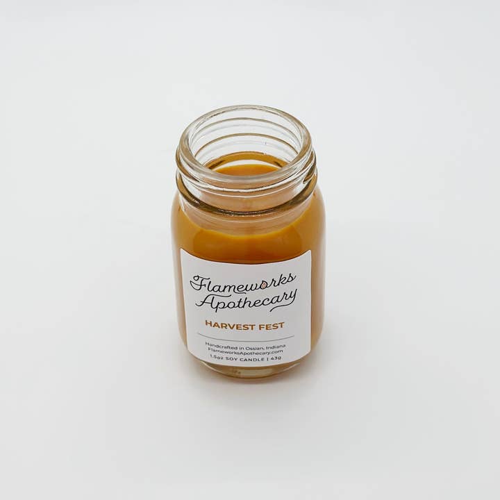 Flameworks Apothecary - Wholesale Jar/Filled Candle - Harvest Fest 1.5 oz Mini Mason Jar Candle1