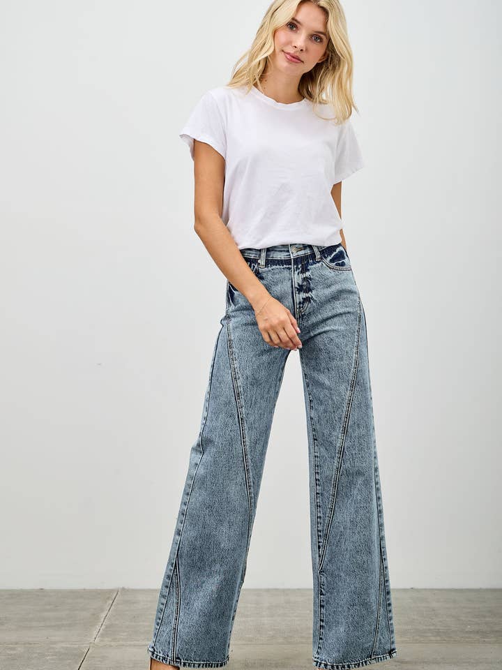 P8233M-HIGH RISE RELAXED STRAIGHT WITH SEAM DETAIL for wholesale by SAIGE DENIM